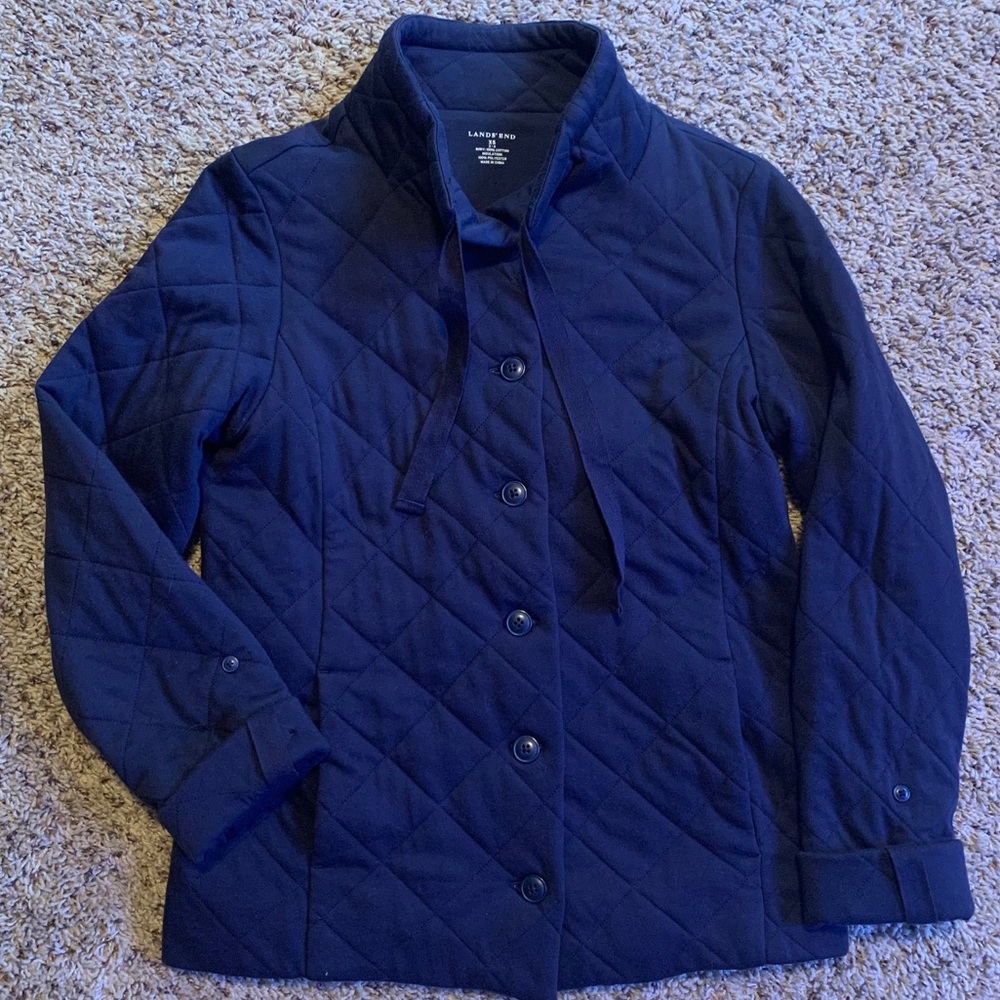 Lands’ End Quilted Navy Jacket size XS